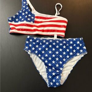 Patriotic Stars and Stripes Kids Swim Set 15/16Y NWOT